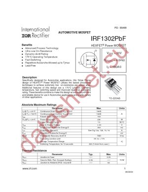 IRF1302PBF datasheet  